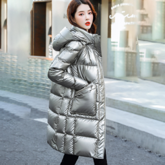 Zilver donsjack met capuchon voor dames
