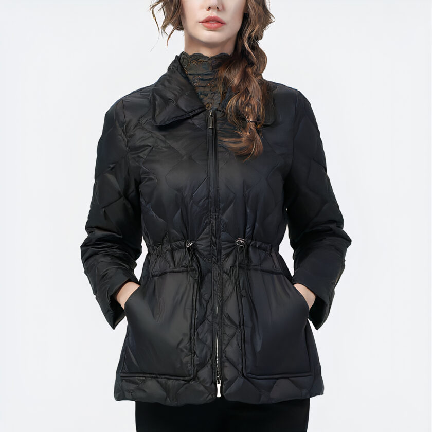 Slim-fit gewatteerd damesjack in zwart