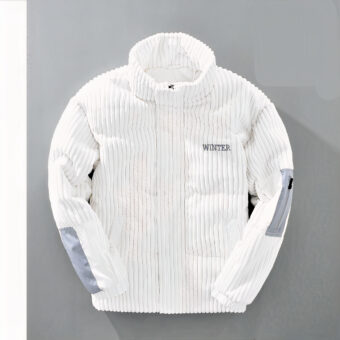 Goede kwaliteit, zeer comfortabele jas van dons en ribfluweel.