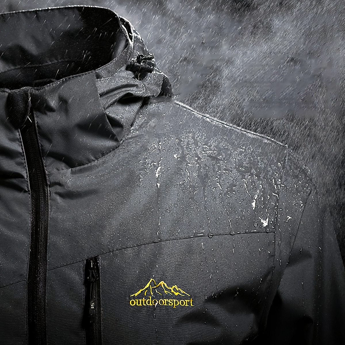 Zwarte ski-jas met logo voor heren.